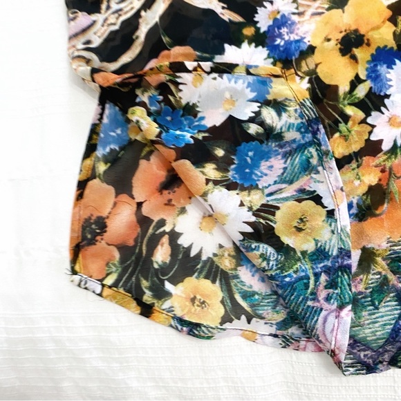 Lily MOSS  COLORFUL MULTIPATTERN MAXIMALIST SHEER LOOSE FIT TUNIC BLOUSE - Picture 6 of 6